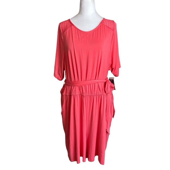 Torrid Coral Supersoft Elbow Sleeve Lace Shoulder Romper Size 2X 18/20 NWT - Picture 4 of 17